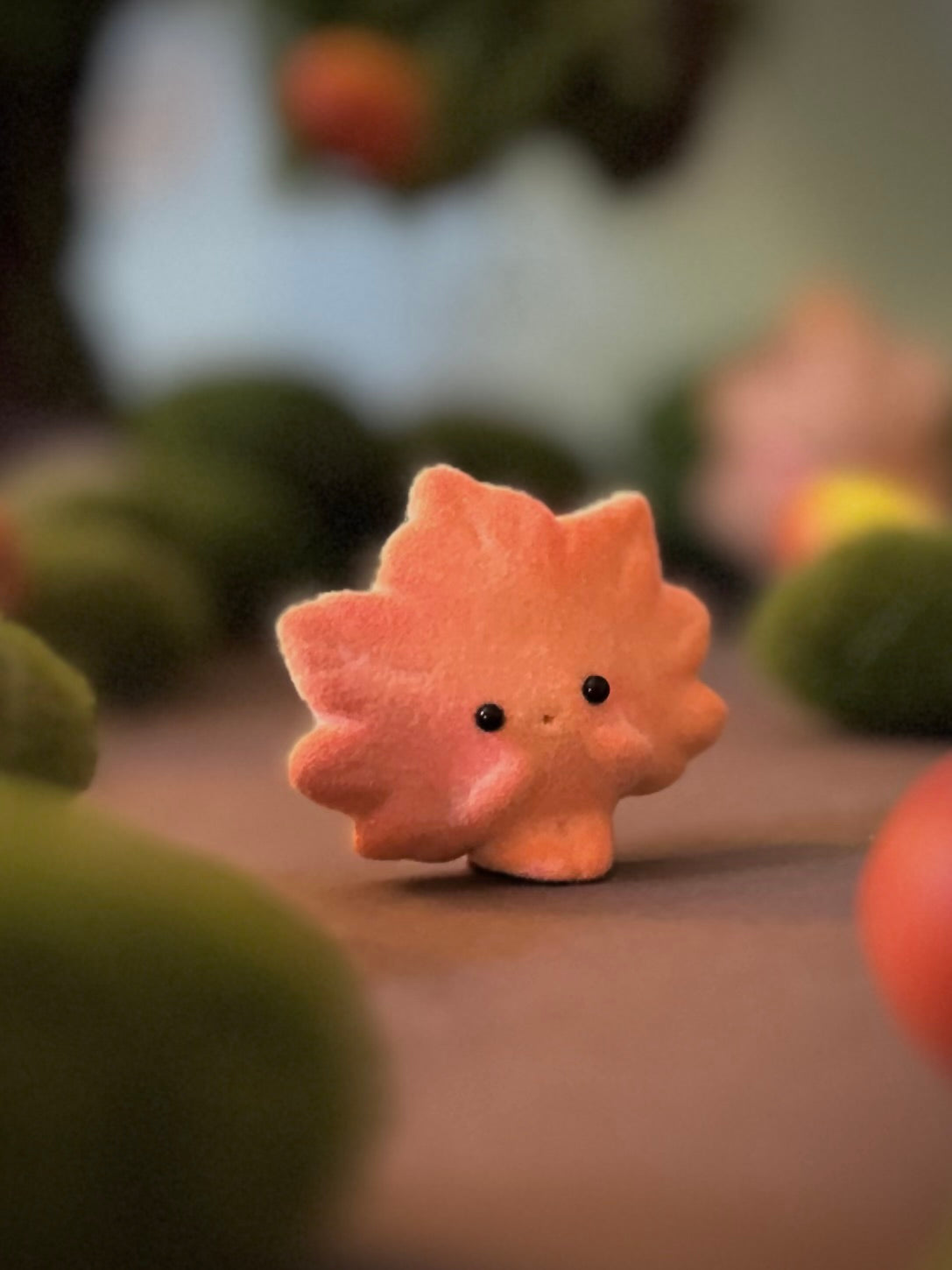 Preorder Little maple Leafy 1.5 inch Flocked Figurine with wooden display base
