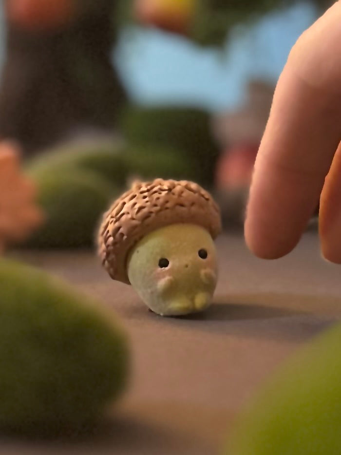 Preorder Little Green Acorn 1.5 inch Flocked Figurine with wooden display base (Copy)