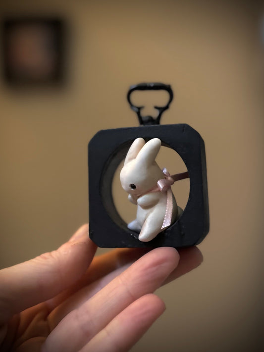 Preorder Bunny on a Wall 3x2 inch mixed media Wall Hanging