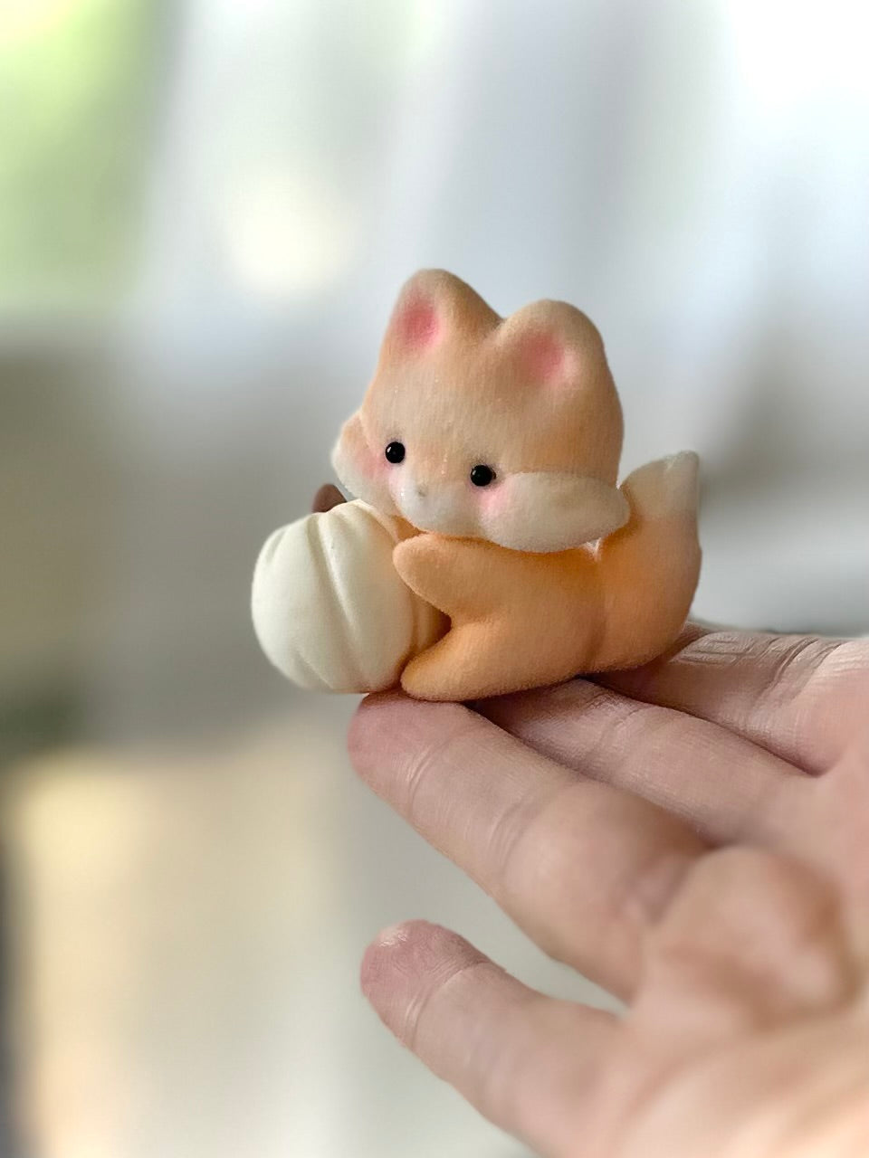 Preorder Pumpkin Fox 2 x 2inch Flocked Figurine with wooden display base