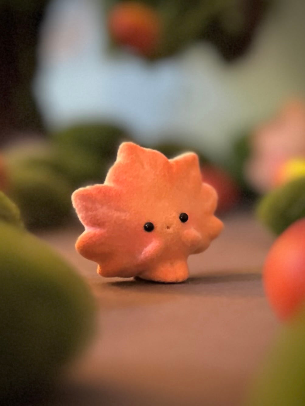 Preorder Little maple Leafy 1.5 inch Flocked Figurine with wooden display base
