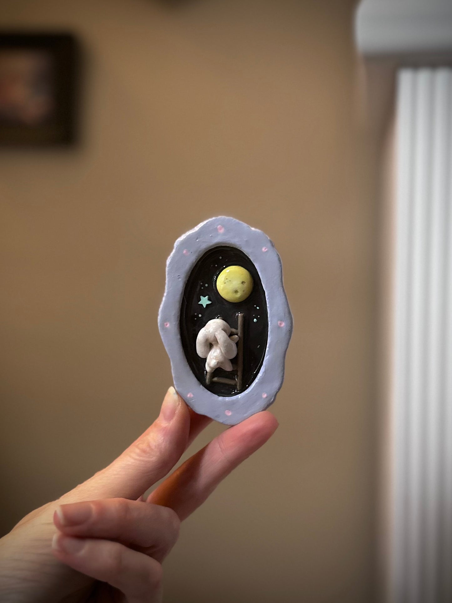 Ladder to the Moon Mini Clay Wall Hanging 2.5x3.5
