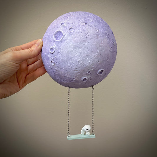 Moon Swinging 8x 8 inch Wall Hanging