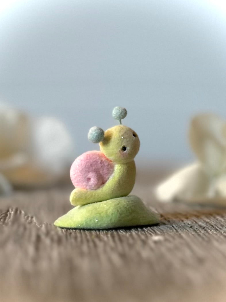 Preorder Spring Snail  1 inch Flocked Figurine