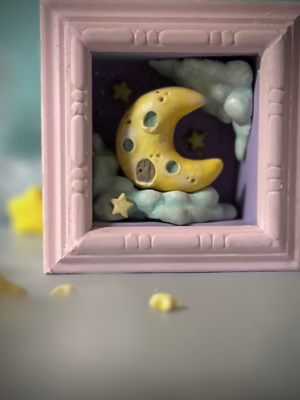 Moon House  4x4 inch Story Box Wall Hanging