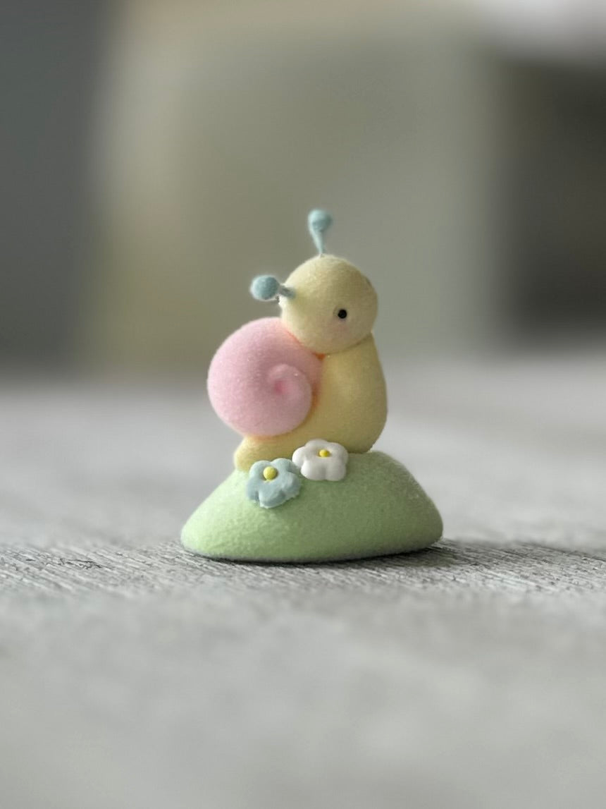 Preorder Spring Snail  1 inch Flocked Figurine