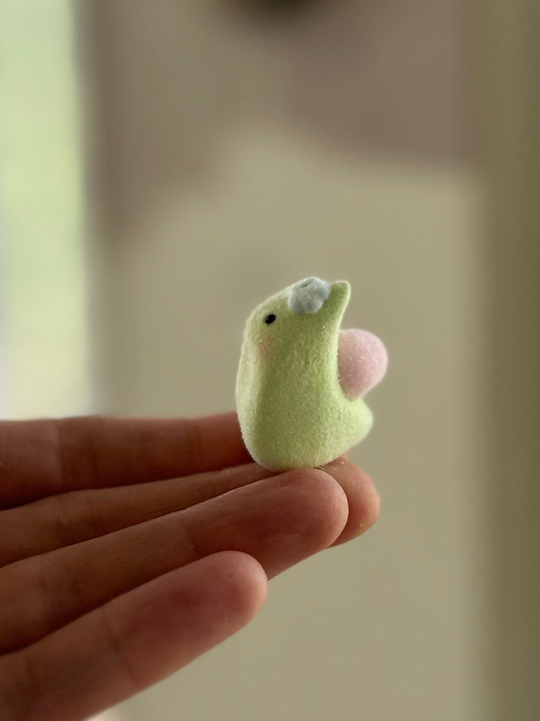 Sneeps Green  1 inch Flocked Figurine, Art Toy