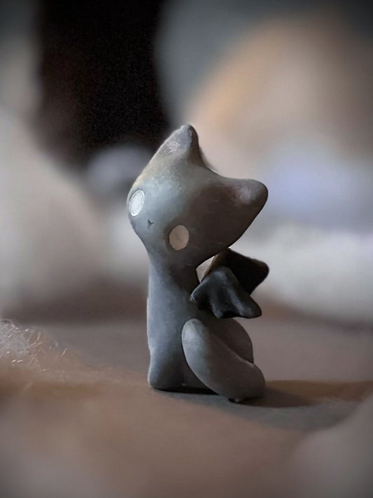 PREORDER Grey Bat Cat  2 inch resin Art toy, Figurine