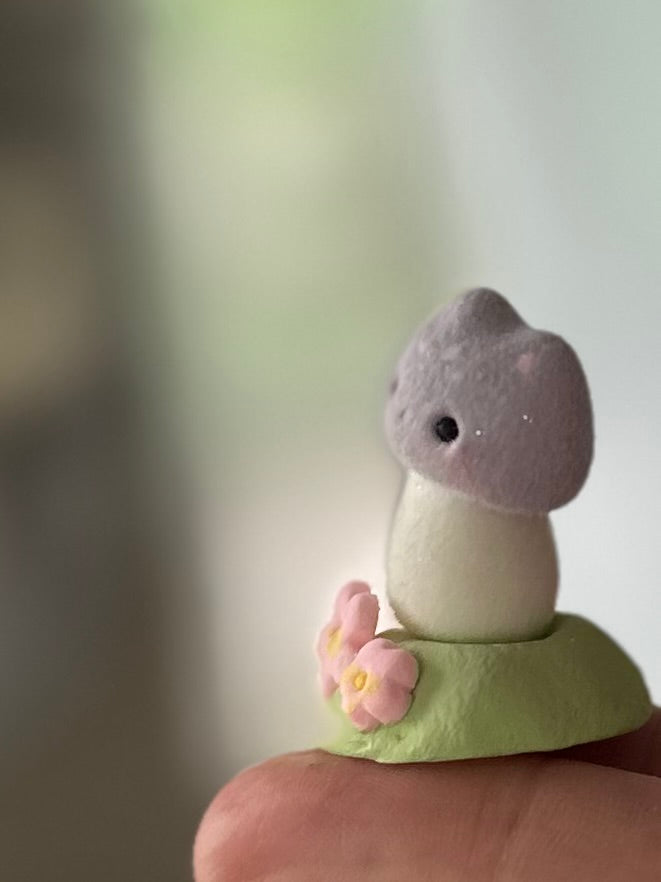 Preorder Itty Bitty Kitty Shroom 1 inch Flocked Figurine
