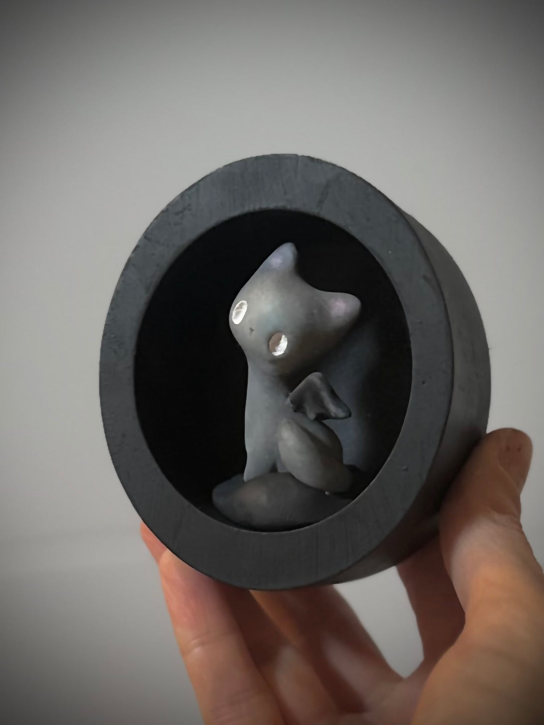PREORDER Grey Bat Cat  2 inch resin Art toy, Figurine