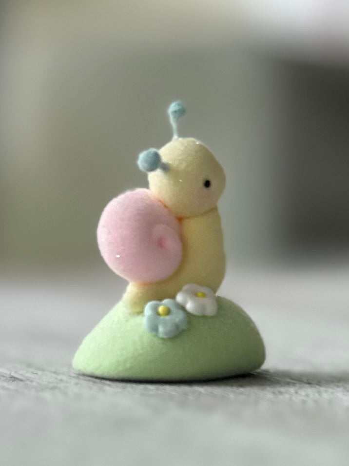 Preorder Spring Snail  1 inch Flocked Figurine