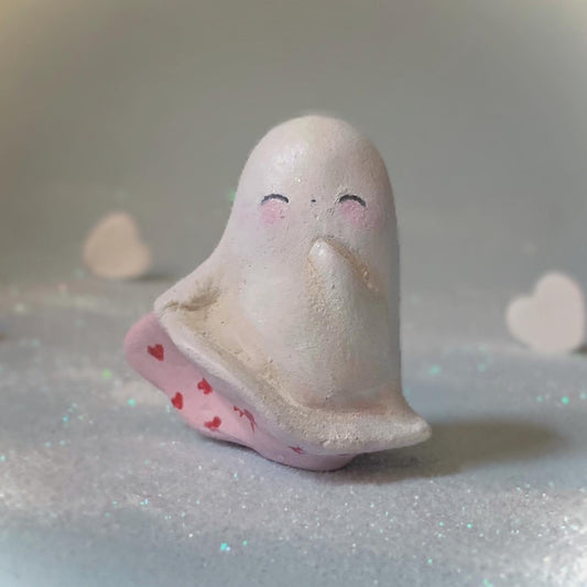 Peek a Boo Valentine Ghost Figurine